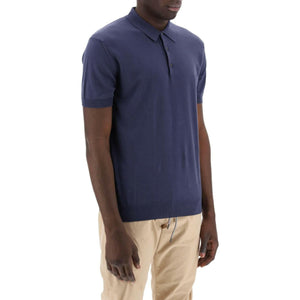 Navy Cotton Knit Polo Shirt BARACUTA JOHN JULIA.