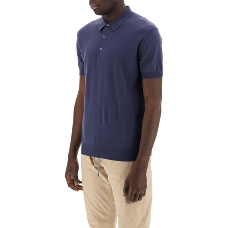 Navy Cotton Knit Polo Shirt BARACUTA JOHN JULIA.