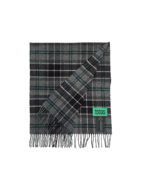 Ganni Checkered Wool Scarf-Barbour x Ganni-JOHN JULIA