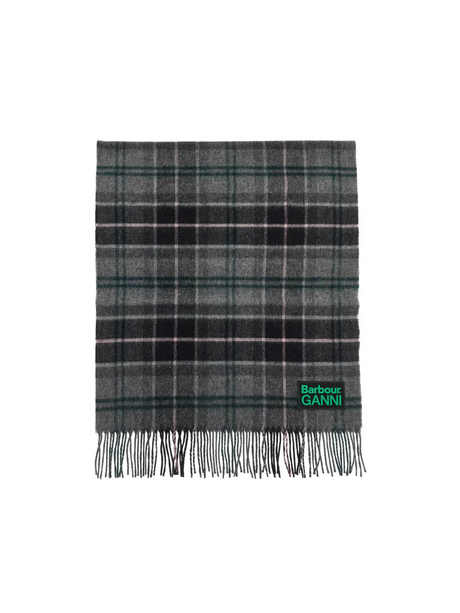 Ganni Checkered Wool Scarf-Barbour x Ganni-JOHN JULIA