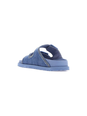 BIRKENSTOCK 1774-Denim Arizona Slide Sandals-JOHN JULIA