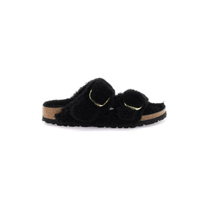 Black Gold Teddy Lamb Fur Arizona Big Buckle Mules BIRKENSTOCK JOHN JULIA.