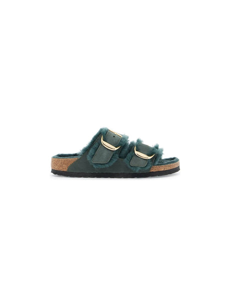 BIRKENSTOCK-Suede Shearling Arizona Big Buckle Slides-JOHN JULIA