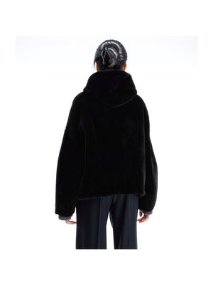 BLANCHA-Hooded Shearling Bomber Jacket -JOHN JULIA.