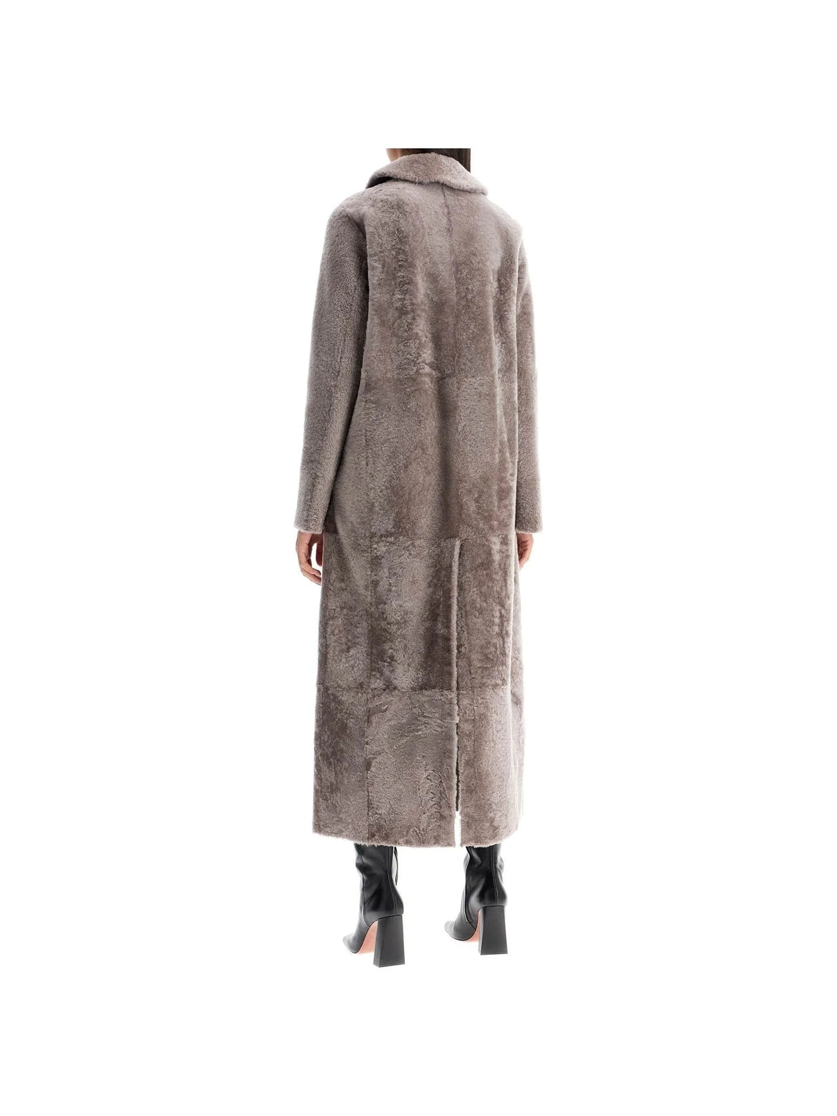 BLANCHA-Long Double-Breasted Shearling Coat -JOHN JULIA.