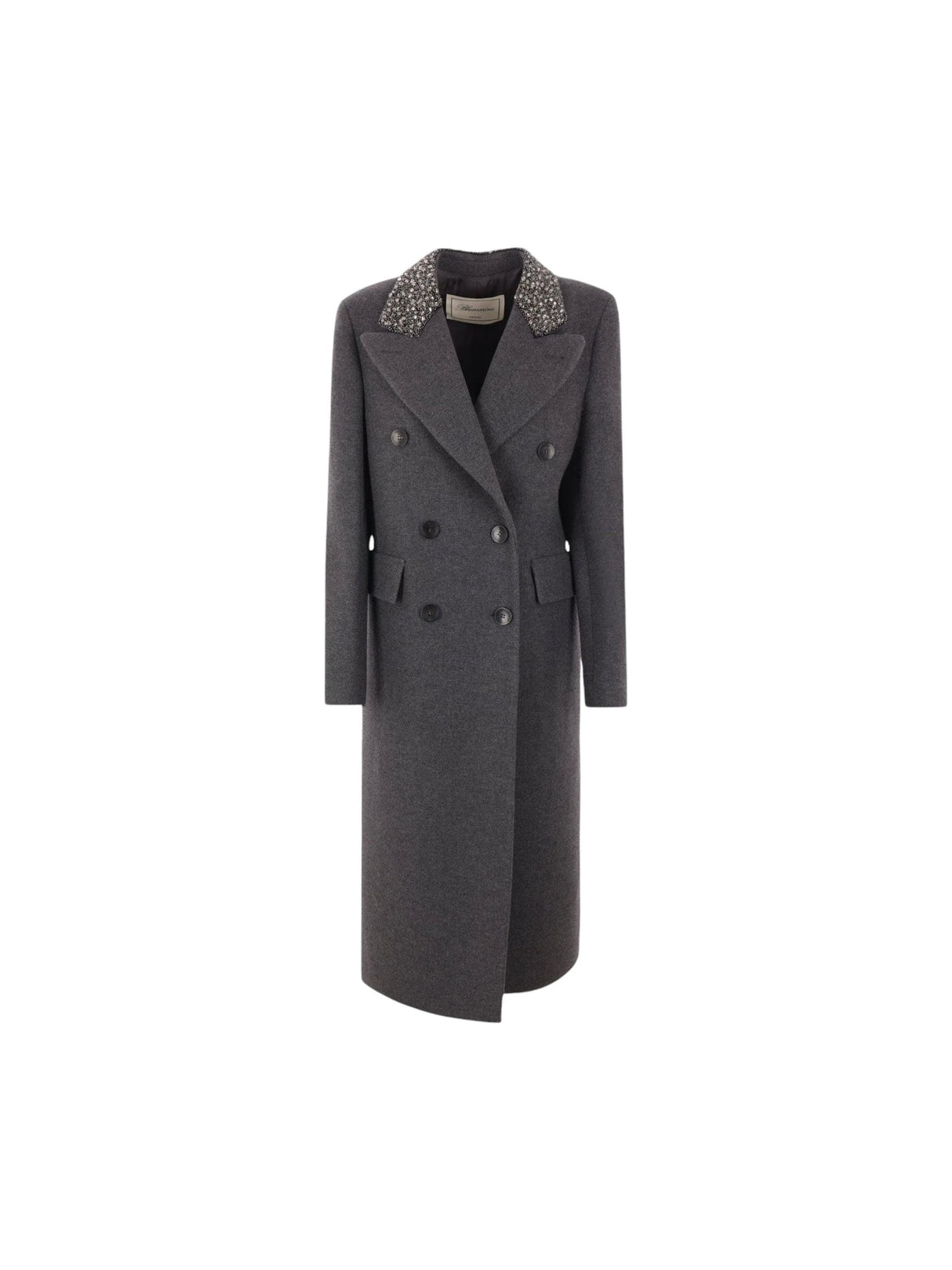 Double-Breasted Wool Coat With Embroidery-BLUMARINE-JOHN JULIA