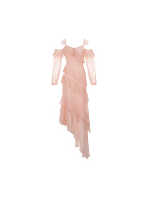 Georgette Frill Long Dress-BLUMARINE-JOHN JULIA