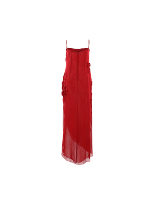 Rose Embroidered Georgette Long Dress-BLUMARINE-JOHN JULIA