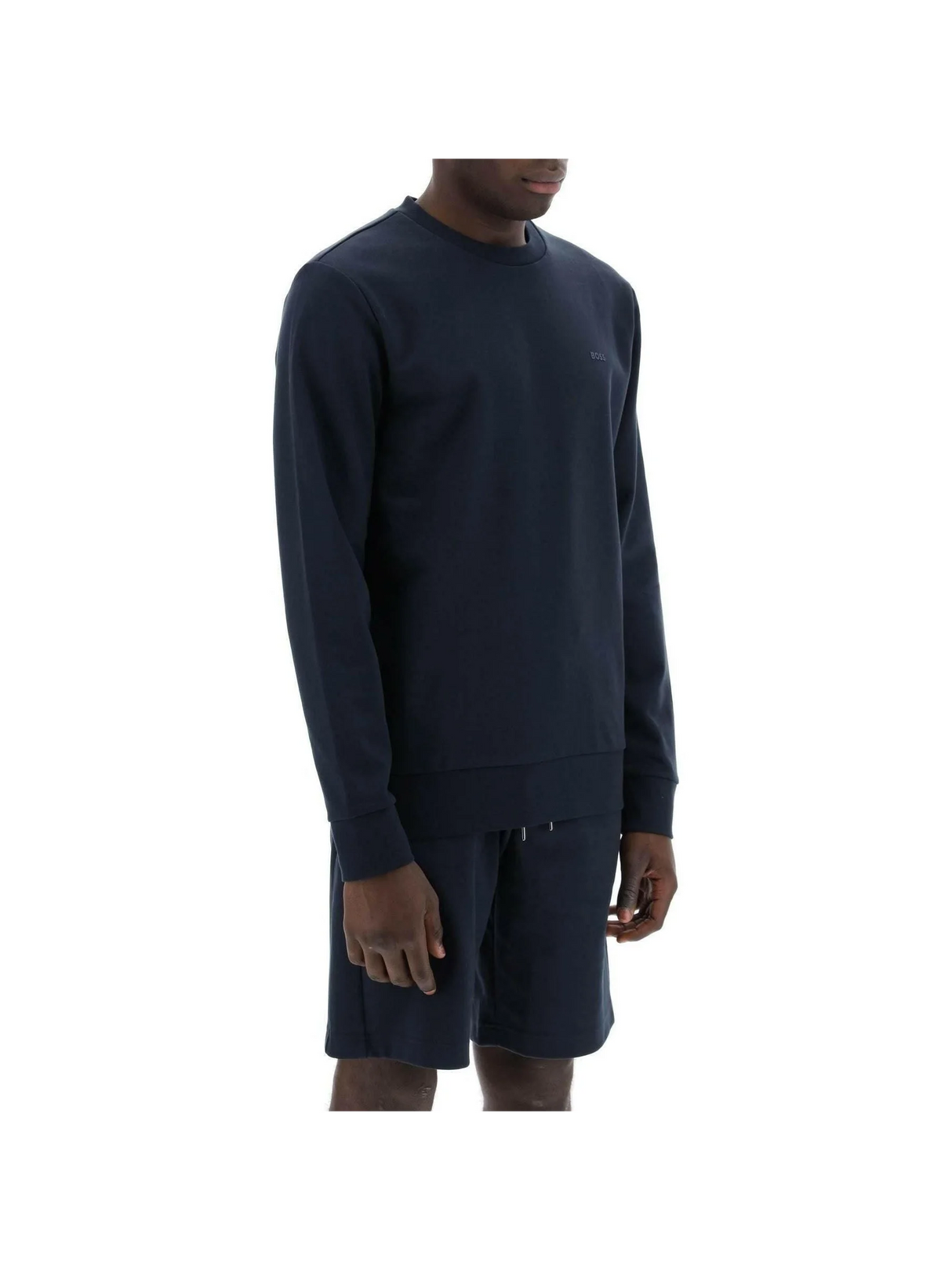 ark Blue French Terry Crewneck Sweatshirt BOSS JOHN JULIA.