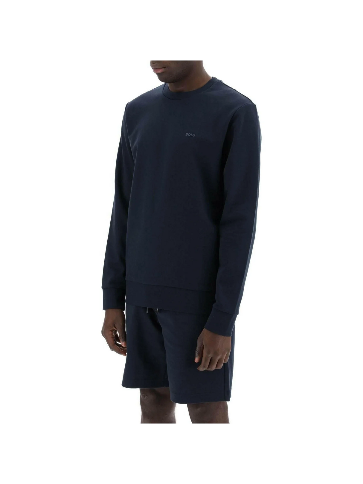 ark Blue French Terry Crewneck Sweatshirt BOSS JOHN JULIA.