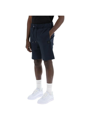 Dark Blue Cotton-Blend Sport Shorts BOSS JOHN JULIA.