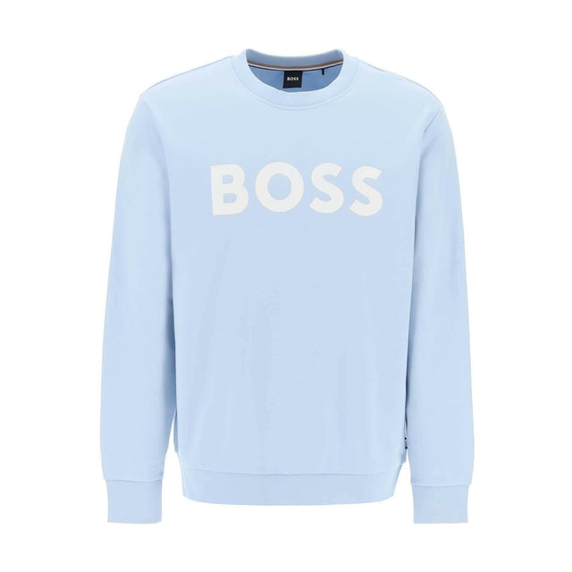 Light Pastel Blue Soleri Logo Cotton Sweatshirt BOSS JOHN JULIA.