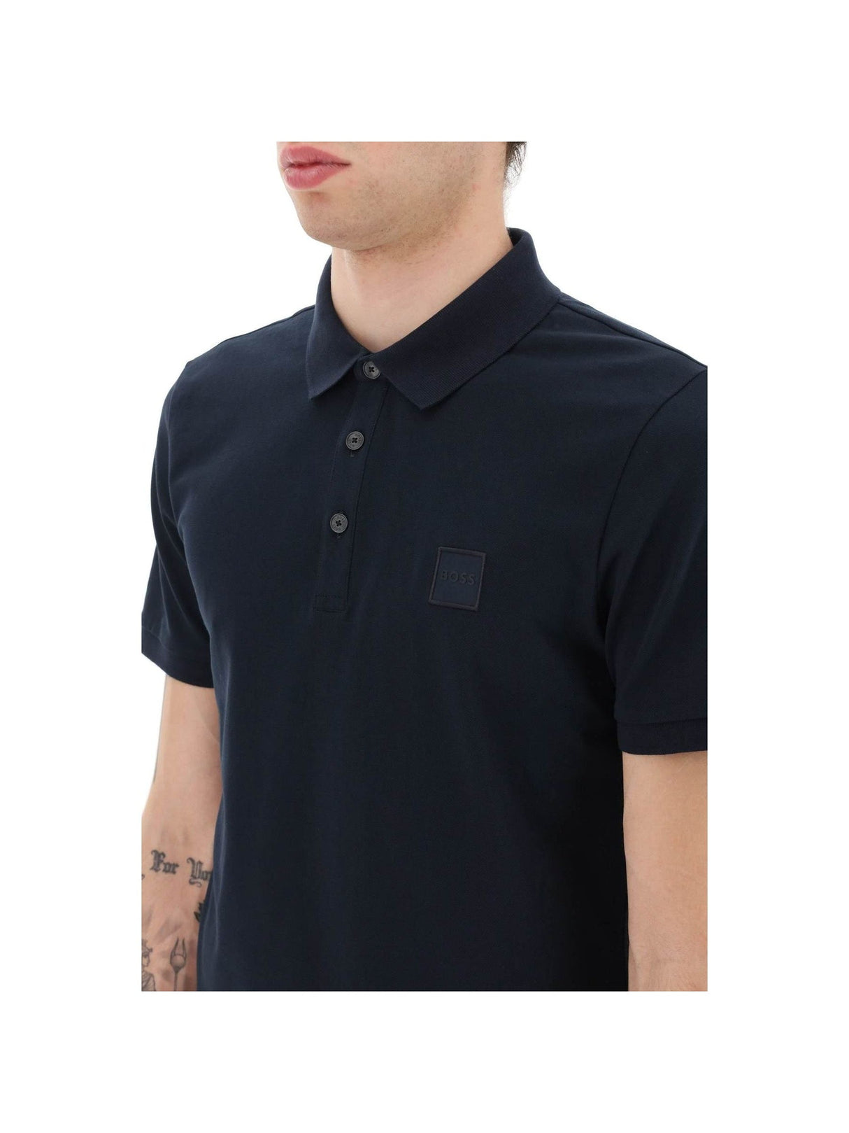 Slim Fit Polo Shirt Lightweight Stretch Cotton Piqué Logo Patch