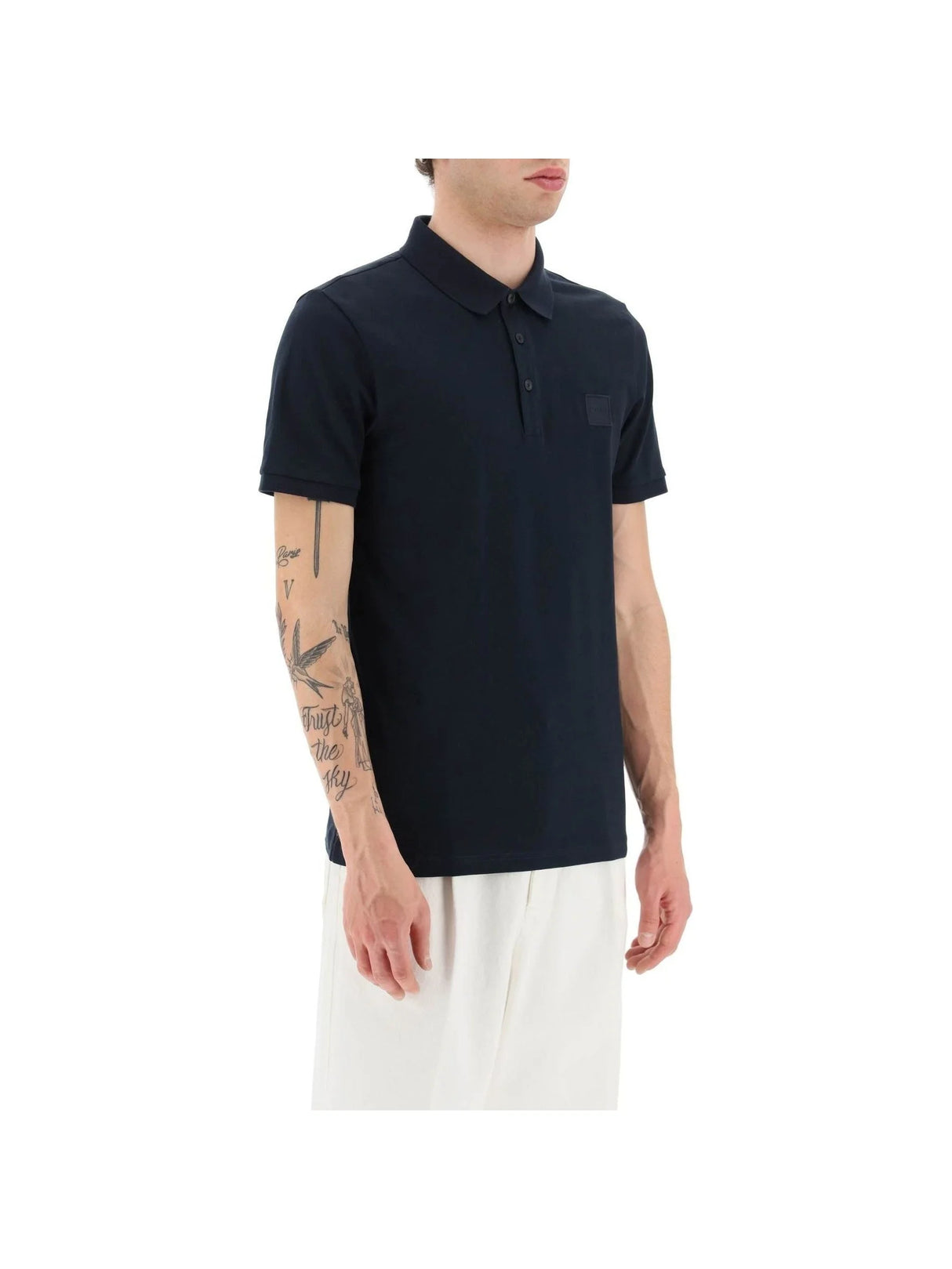 Slim Fit Polo Shirt Lightweight Stretch Cotton Piqué Logo Patch - Men > Clothing > T-Shirts and Sweatshirts > Polo