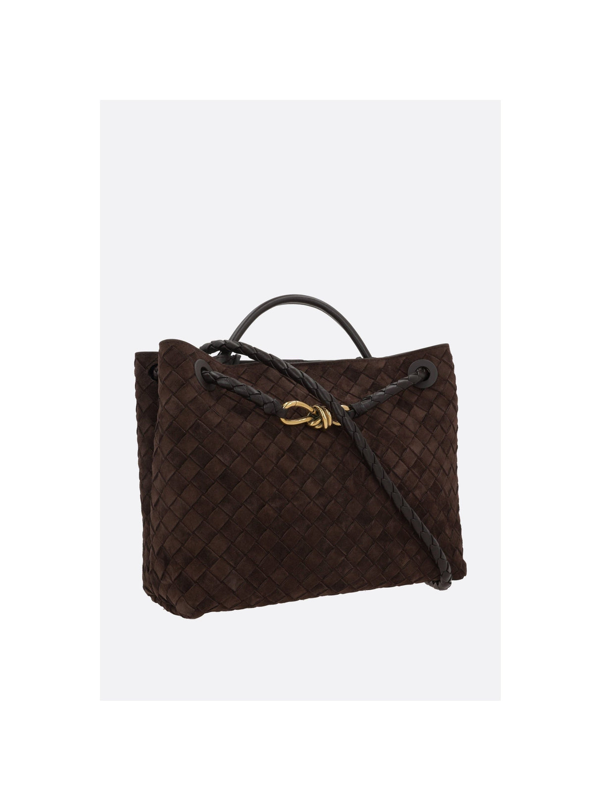 Andiamo Medium Handbag In Intrecciato 15 Suede-BOTTEGA VENETA-JOHN JULIA