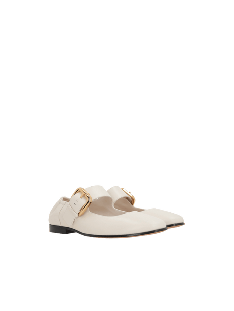 Astaire Smooth Leather Mary-Jane Ballerinas-BOTTEGA VENETA-JOHN JULIA