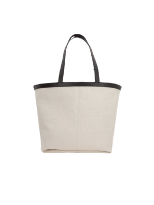 Canvas and Intrecciato Leather Tote Bag-BOTTEGA VENETA-JOHN JULIA