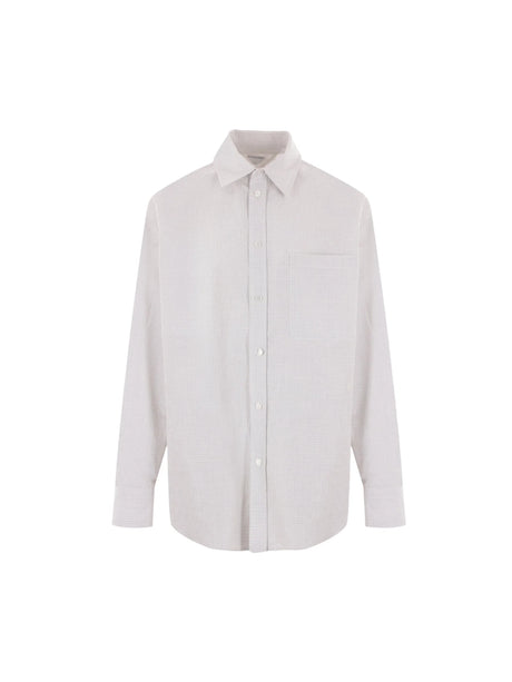 Checked Cotton and Linen Shirt-BOTTEGA VENETA-JOHN JULIA