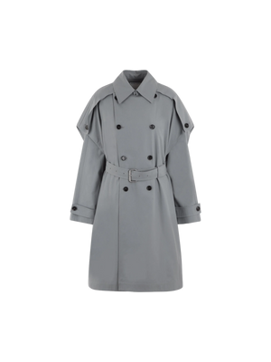 Compact Cotton Canvas Trench Coat-BOTTEGA VENETA-JOHN JULIA