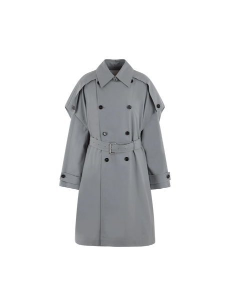 Compact Cotton Canvas Trench Coat-BOTTEGA VENETA-JOHN JULIA