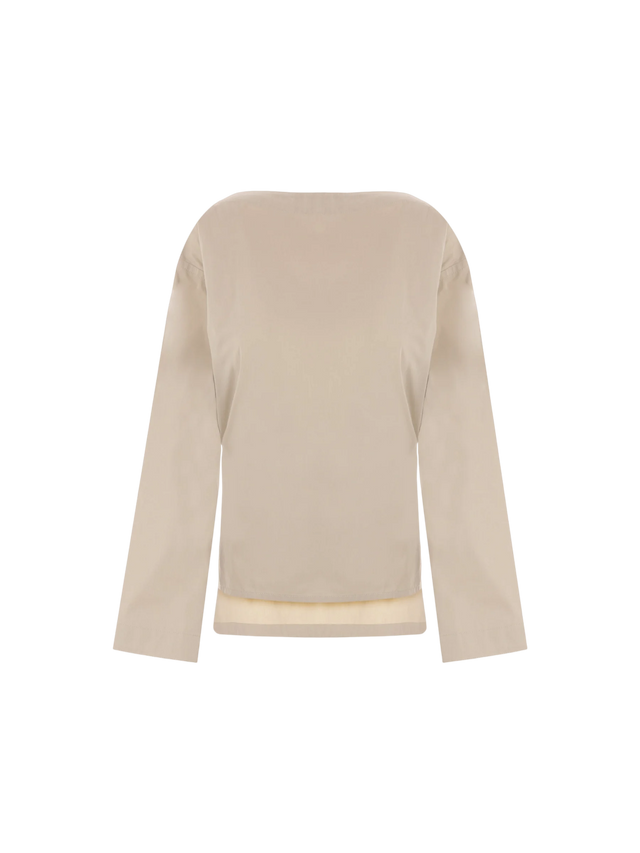 Cotton and Silk Poplin Top-BOTTEGA VENETA-JOHN JULIA