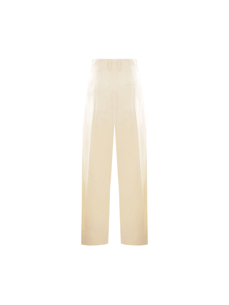 Cotton and Silk Wide-leg Pants-BOTTEGA VENETA-JOHN JULIA