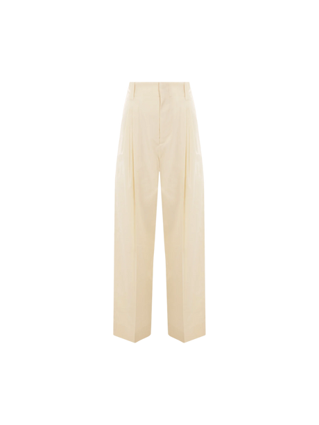 Cotton and Silk Wide-leg Pants-BOTTEGA VENETA-JOHN JULIA