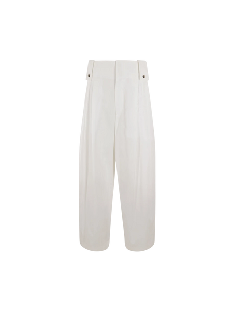 Cotton Blend Wide-leg Pants-BOTTEGA VENETA-JOHN JULIA