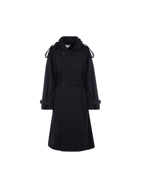 Double-breasted Gabardine Trench Coat-BOTTEGA VENETA-JOHN JULIA