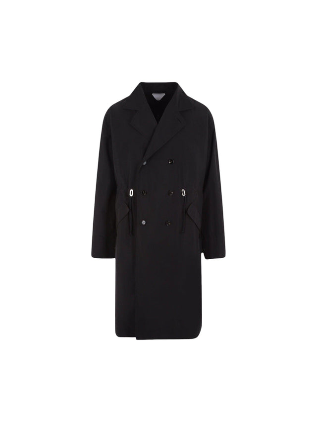 Double-breasted Nylon Trench Coat-BOTTEGA VENETA-JOHN JULIA