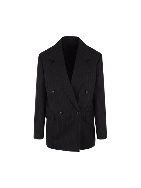 Double-breasted Wool Oversized Jacket-BOTTEGA VENETA-JOHN JULIA