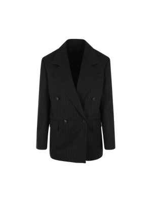 Double-breasted Wool Oversized Jacket-BOTTEGA VENETA-JOHN JULIA