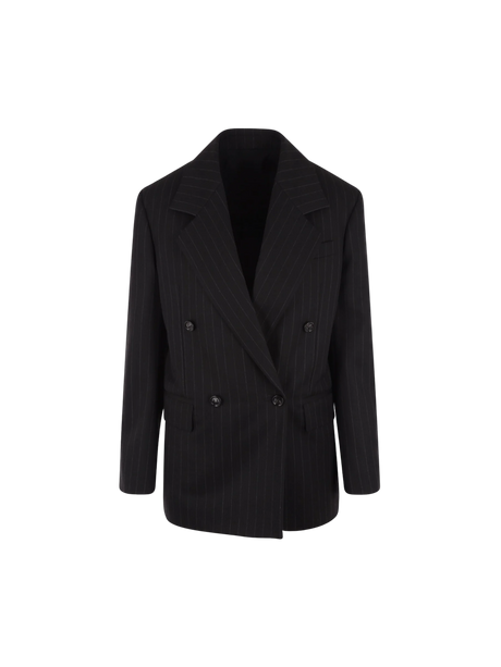 Double-breasted Wool Oversized Jacket-BOTTEGA VENETA-JOHN JULIA