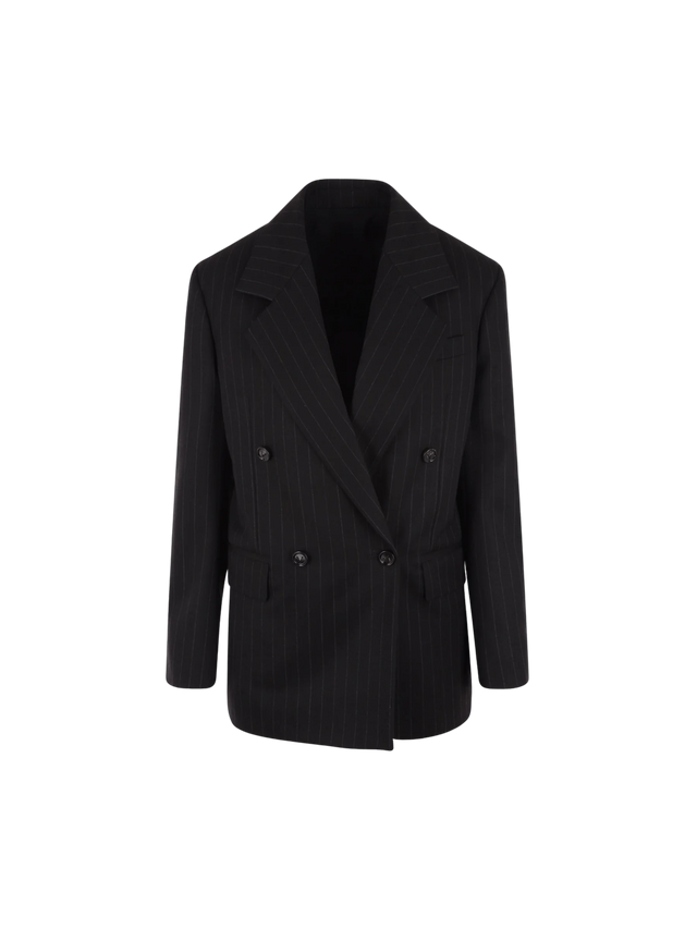 Double-breasted Wool Oversized Jacket-BOTTEGA VENETA-JOHN JULIA