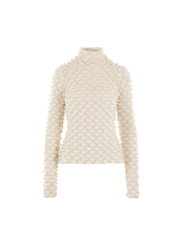 Fish Scale Wool Blend Sweater-BOTTEGA VENETA-JOHN JULIA