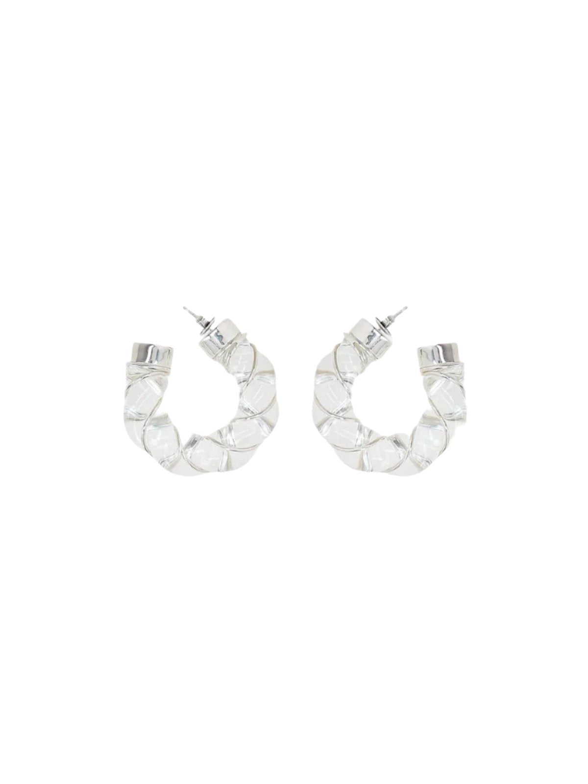 Glass Sterling Silver Twisted Hoop Earrings-BOTTEGA VENETA-JOHN JULIA