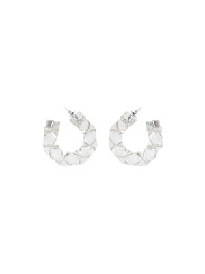 Glass Sterling Silver Twisted Hoop Earrings-BOTTEGA VENETA-JOHN JULIA