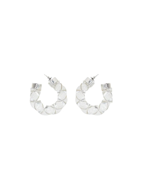 Glass Sterling Silver Twisted Hoop Earrings-BOTTEGA VENETA-JOHN JULIA