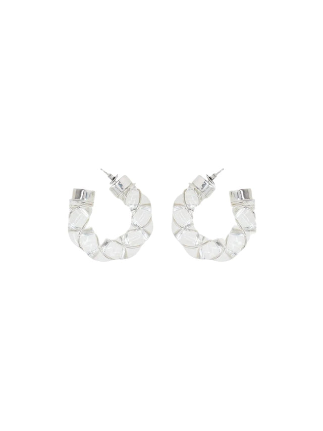 Glass Sterling Silver Twisted Hoop Earrings-BOTTEGA VENETA-JOHN JULIA