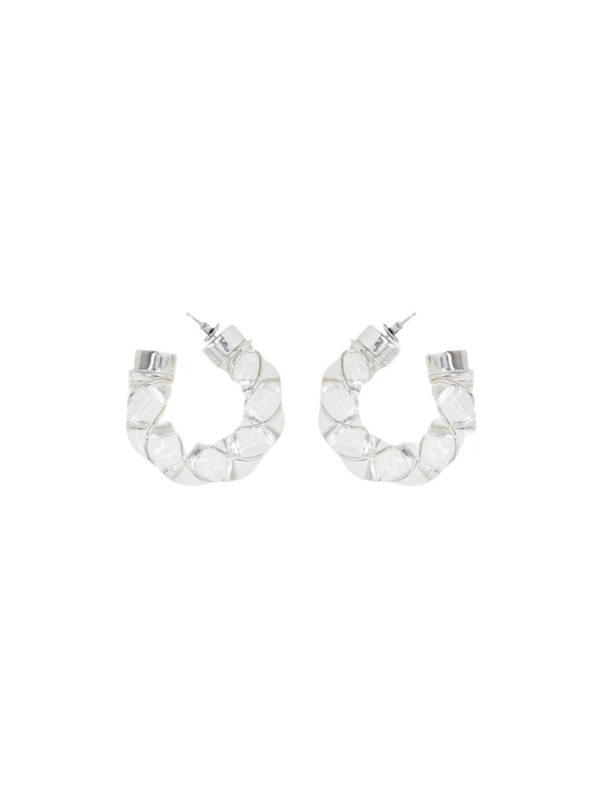 Glass Sterling Silver Twisted Hoop Earrings-BOTTEGA VENETA-JOHN JULIA