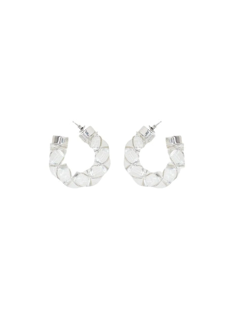 Glass Sterling Silver Twisted Hoop Earrings-BOTTEGA VENETA-JOHN JULIA