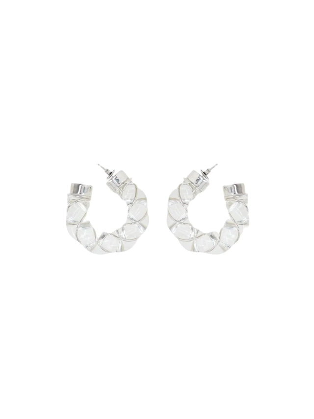 Glass Sterling Silver Twisted Hoop Earrings-BOTTEGA VENETA-JOHN JULIA