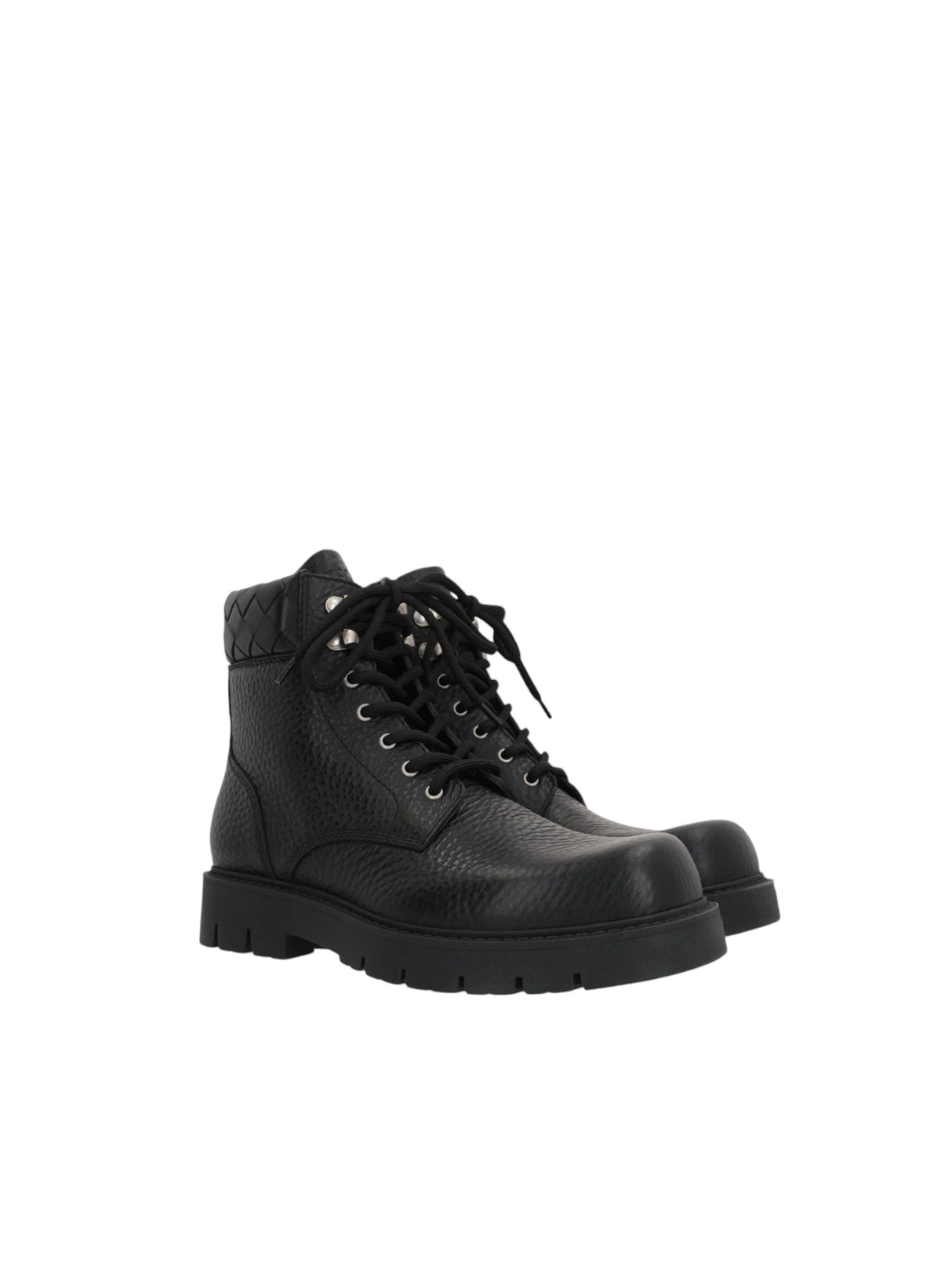 Haddock Grainy Leather Combat Boots-BOTTEGA VENETA-JOHN JULIA