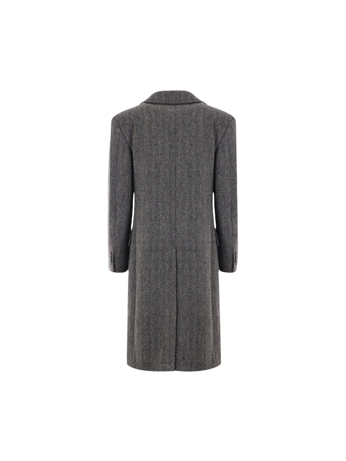 Herringbone Wool Double-breasted Coat-BOTTEGA VENETA-JOHN JULIA