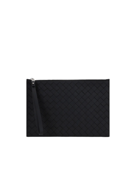 Intrecciato Leather Clutch-BOTTEGA VENETA-JOHN JULIA