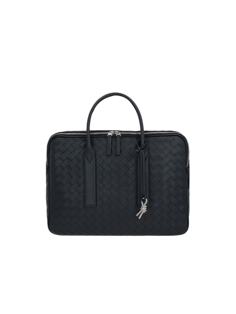 Intrecciato Leather Getaway Large Business Bag-BOTTEGA VENETA-JOHN JULIA