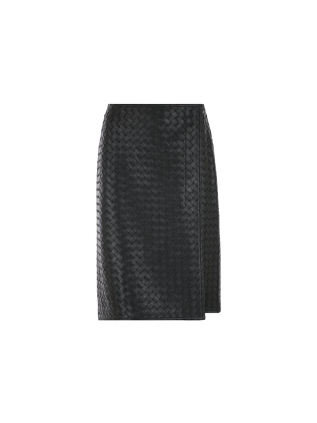 Intrecciato Nappa Pencil Skirt-BOTTEGA VENETA-JOHN JULIA