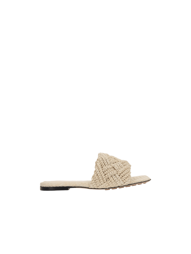 Lido Raffia Slide Sandals-BOTTEGA VENETA-JOHN JULIA