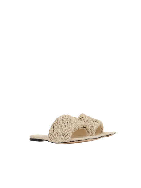 Lido Raffia Slide Sandals-BOTTEGA VENETA-JOHN JULIA