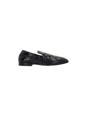 BOTTEGA VENETA-Roma Shiny Intrecciato Leather Slippers-JOHN JULIA